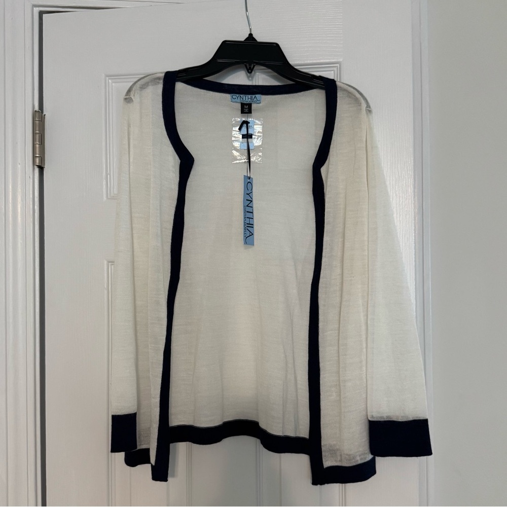 NWT Cynthia‎ Rowley sheer open front cardigan size medium